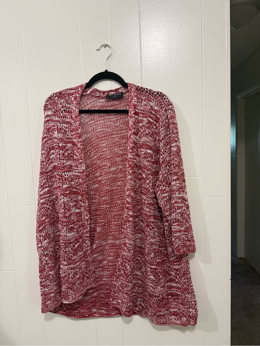 Lane Bryant Red Marled Open-Front Cardigan